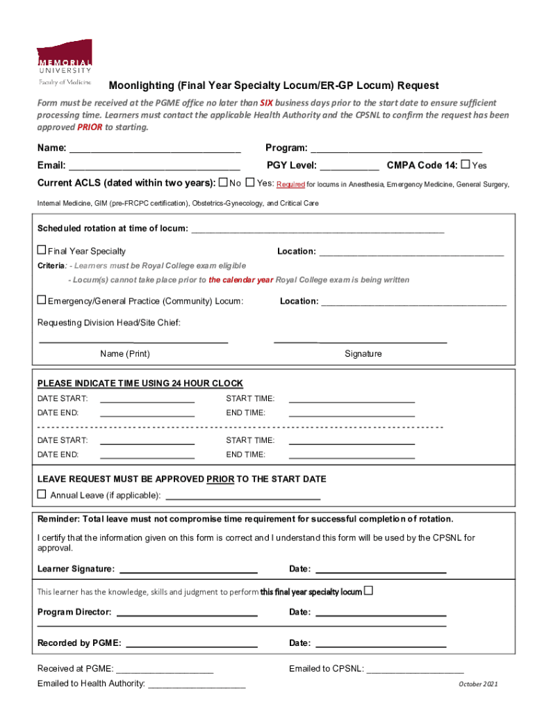 Moonlighting (Final Year Specialty Locum ER-GP Locum Preview on Page 1