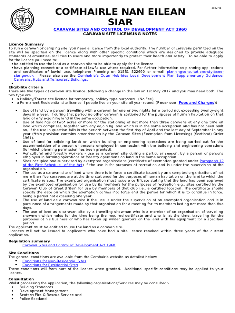 CARAVAN SITE GUIDANCE Definition of a Doc Template pdfFiller