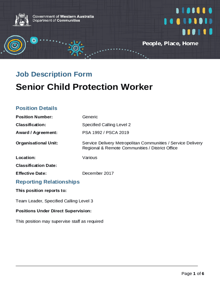 Job Description Senior Child Protection Worker Position Doc