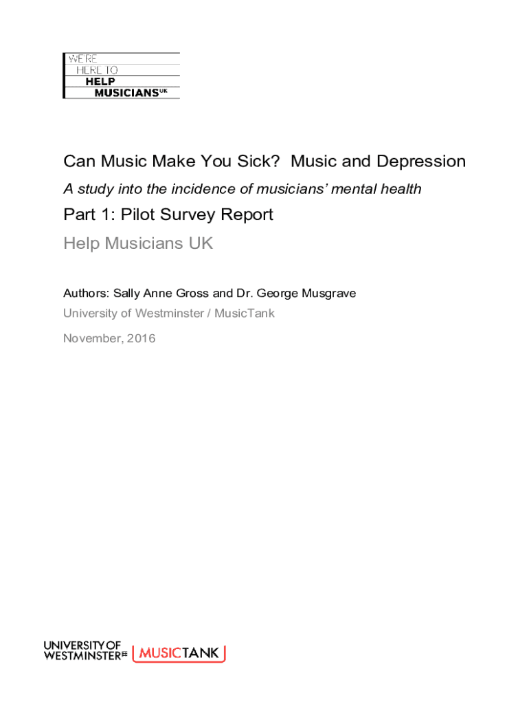Fillable Online Can Music Make You Sick? Music and Depression Part 1