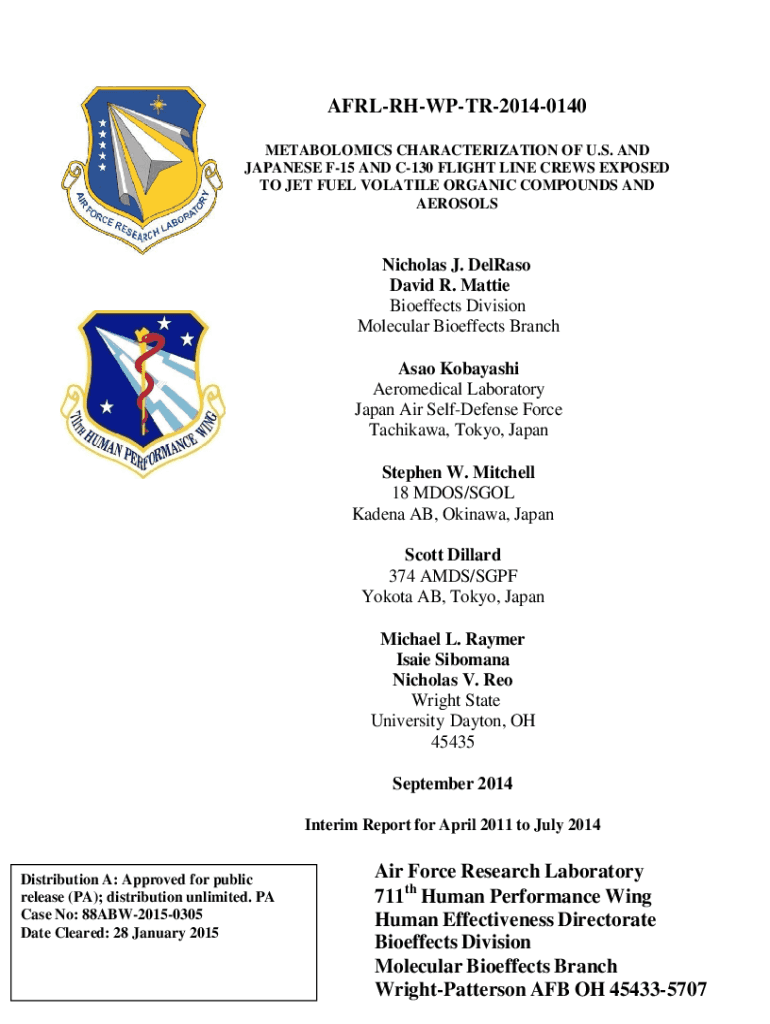 Fillable Online Past, present and emerging toxicity issues for jet fuel