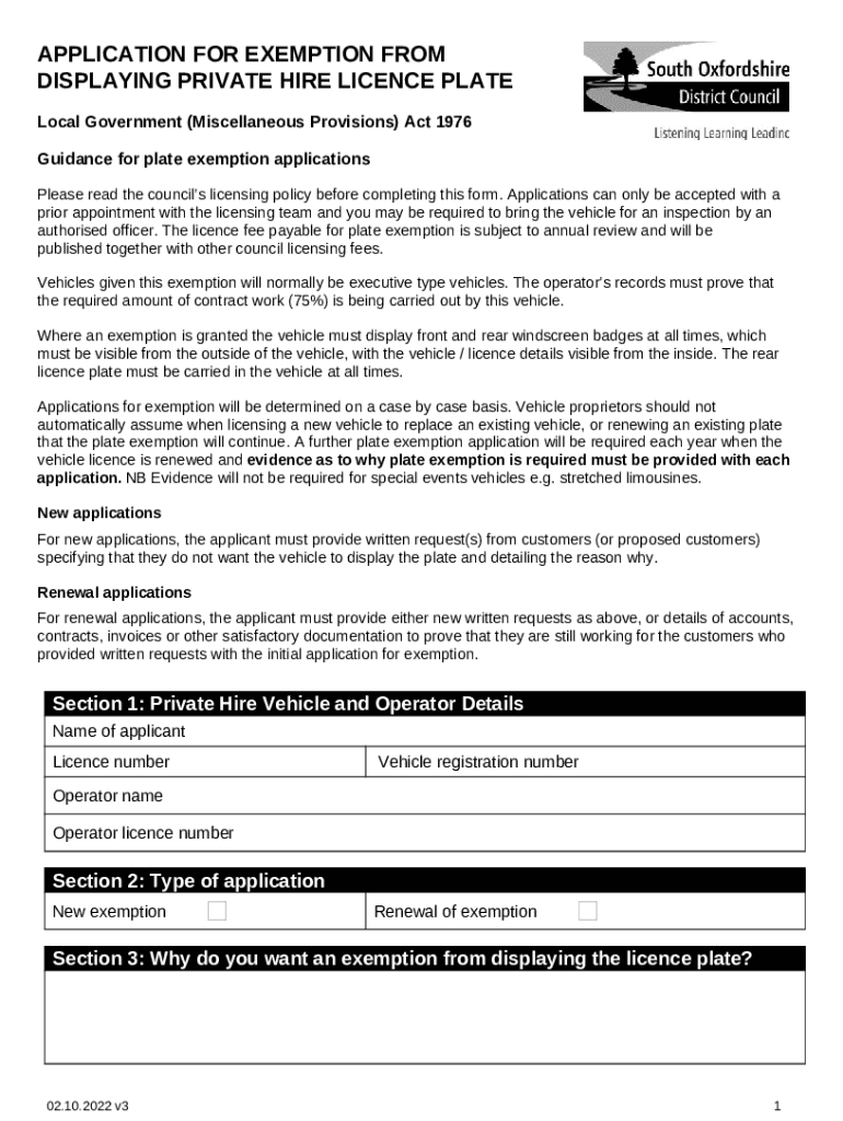 Private Hire Vehicle Application Doc Template pdfFiller