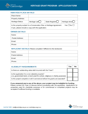 Fillable Online Designated Heritage Property Grant Program Fax Email