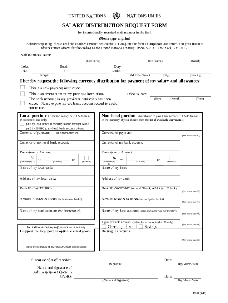 F.248 (Salary Distribution Request for staff member in the Doc