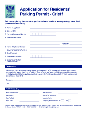 Parking permit for residents - Perth &amp;amp; Kinross Council