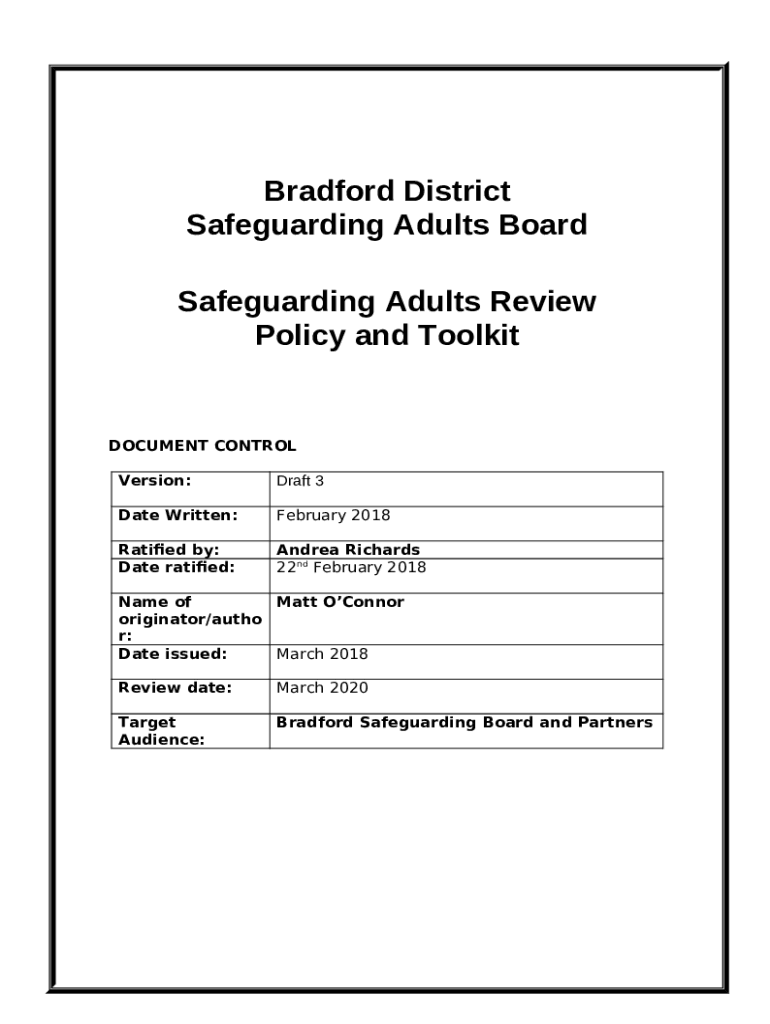 How To Refer For a Safeguarding Adults Review (SAR) Doc Template pdfFiller