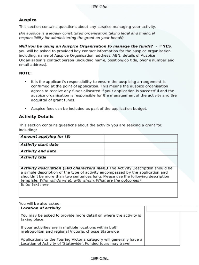 Touring Victoria Application Drafting Tool creative vic gov Doc Template pdfFiller