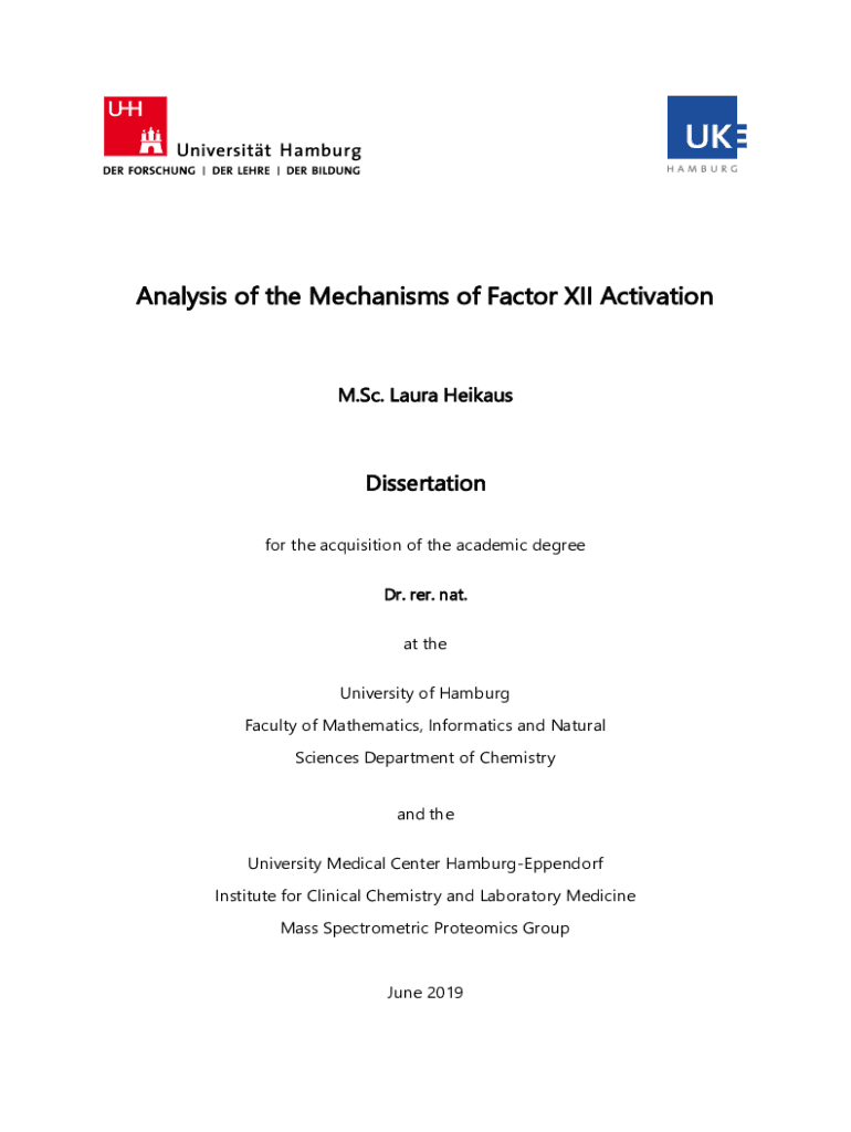 Fillable Online ediss sub unihamburg Analysis of the Mechanisms of