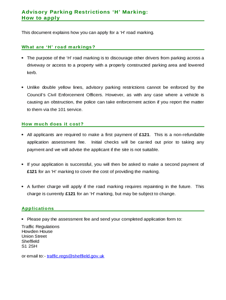 H road marking application and guidance Doc Template pdfFiller