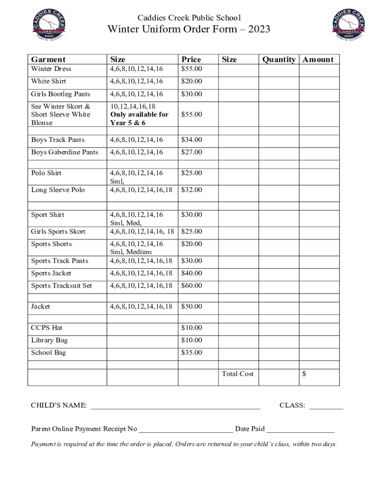 Fillable Online Caddies Creek Public School Home Fax Email Print