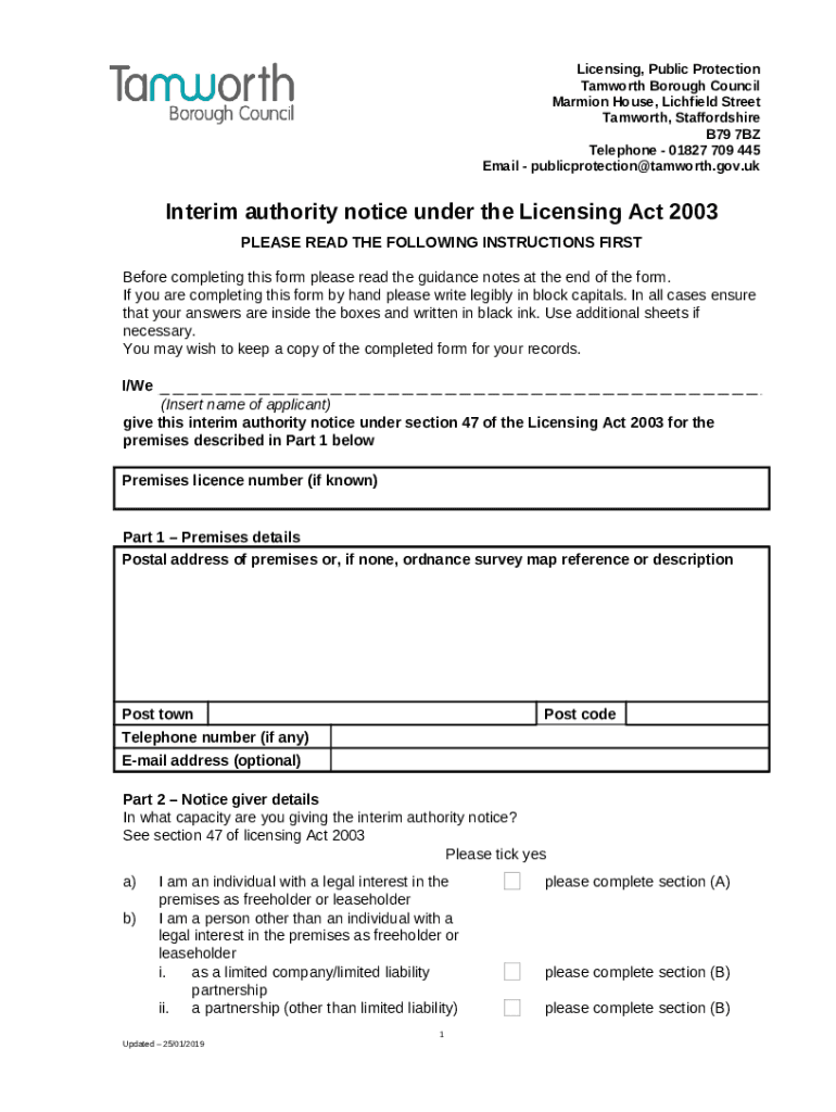 Lichfield Street Tamworth Application For A Premises Doc Template