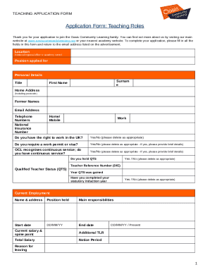 Teaching Application Birmingham City Council Doc Template | pdfFiller