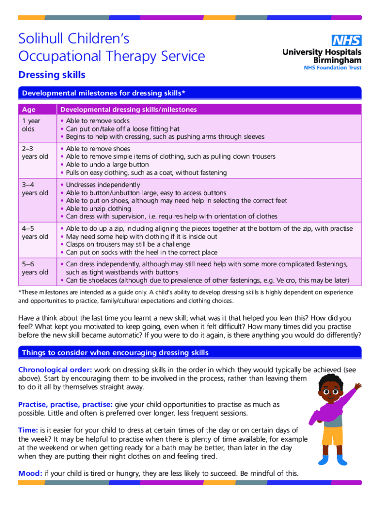 Fillable Online Dressing Milestones What they reveal about your child