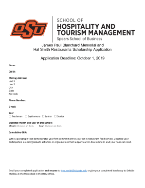 Fillable Online James Paul Blanchard Memorial and Hal Smith Restaurants ... Fax Email Print ...