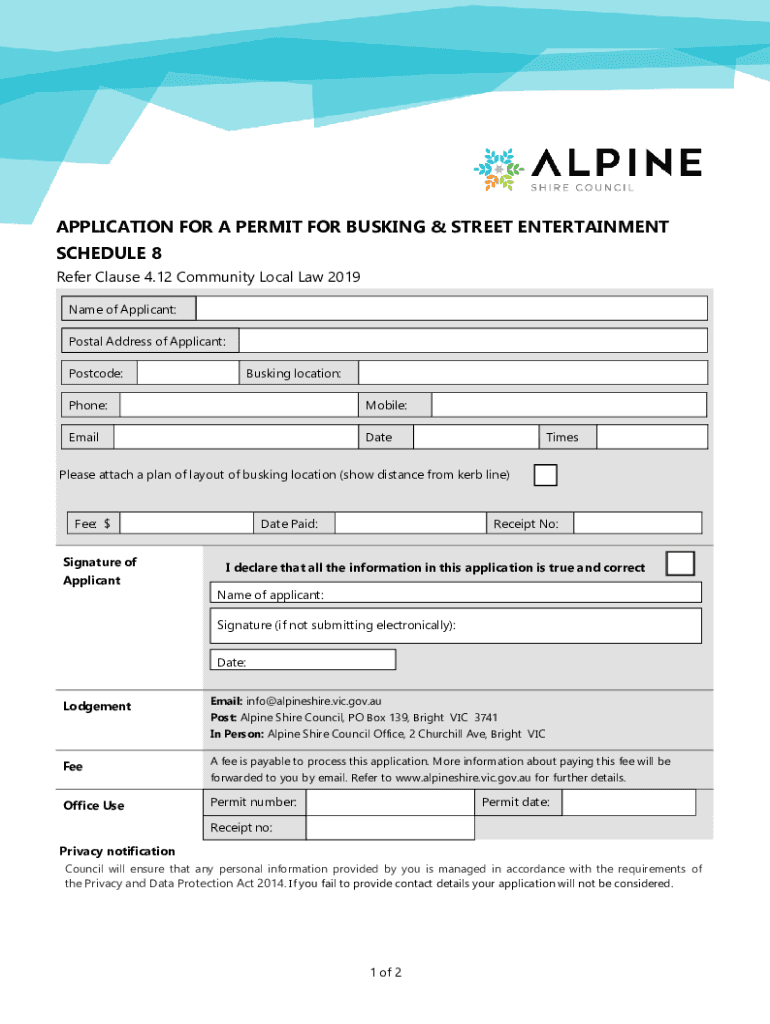 Fillable Online Buskers Permit Application Form v2 Fax Email Print