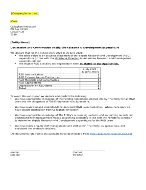 Confirmation of Directors and Review Certificate Template Doc