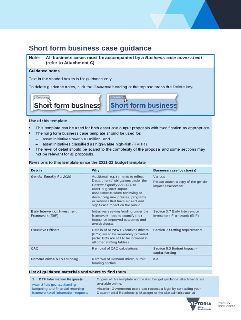 Attachment D Short from business case template nonmacro Doc Template pdfFiller