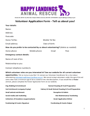 Volunteer Application Form - Tell us about you!