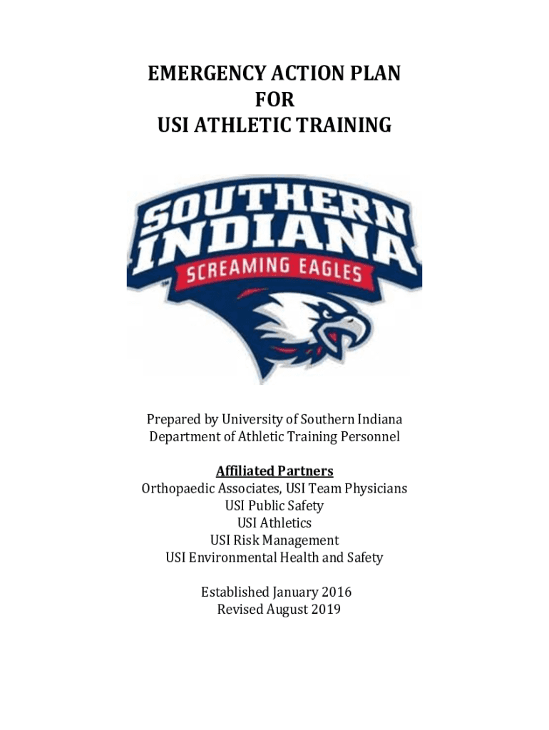 Fillable Online EMERGENCY ACTION PLAN FOR USI ATHLETIC TRAINING Fax Email Print pdfFiller