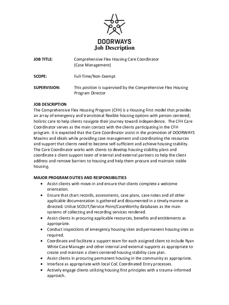 Fillable Online The Lead Case Manager will organize, monitor, assist