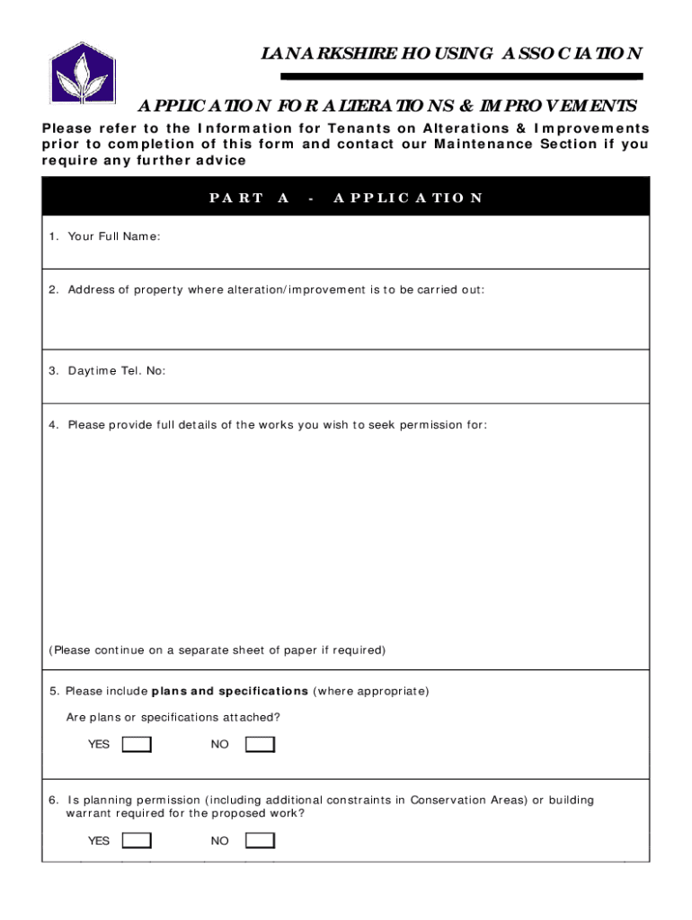 Fillable Online Alterations and adaptations to your propertyFife Council Fax Email Print pdfFiller