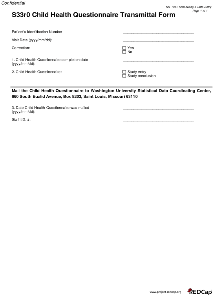 Fillable Online S33r0 Child Health Questionnaire Transmittal Form Fax Email Print pdfFiller