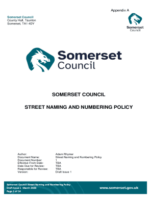 SOMERSET COUNCIL STREET NAMING AND ...