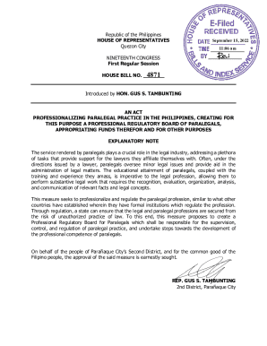 Fillable Online PROFESSIONALIZING PARALEGAL PRACTICE IN THE PHILIPPINES ...