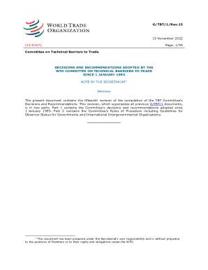 Fillable Online WTO ANALYTICAL INDEX TBT AgreementArticle 15 ( ... Fax ...