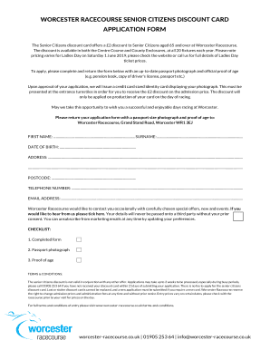 Fillable Online Senior Citizens Discount Card Application Form NEW Fax ...
