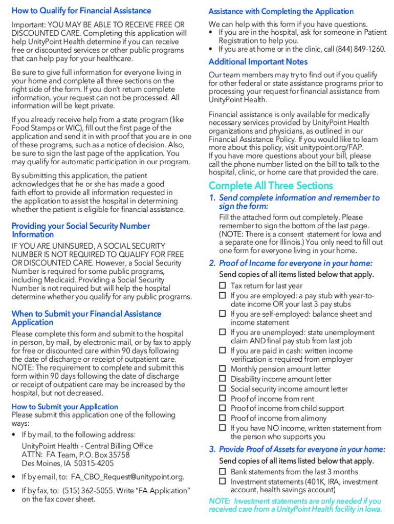 unitypoint financial assistance Preview on Page 1