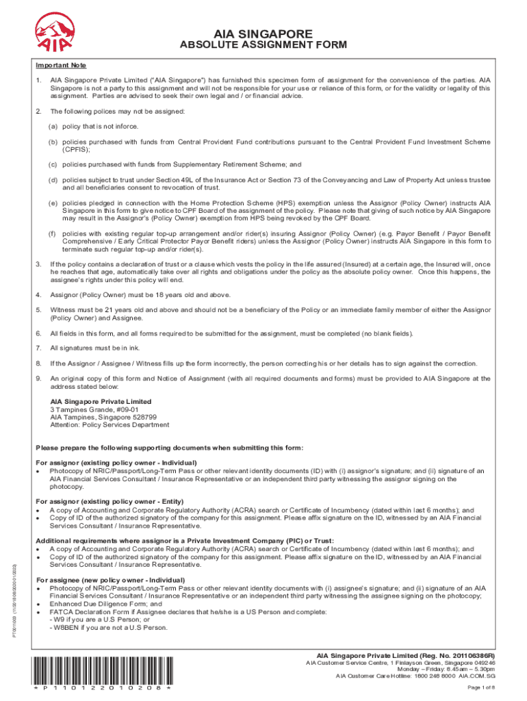 manulife absolute assignment form