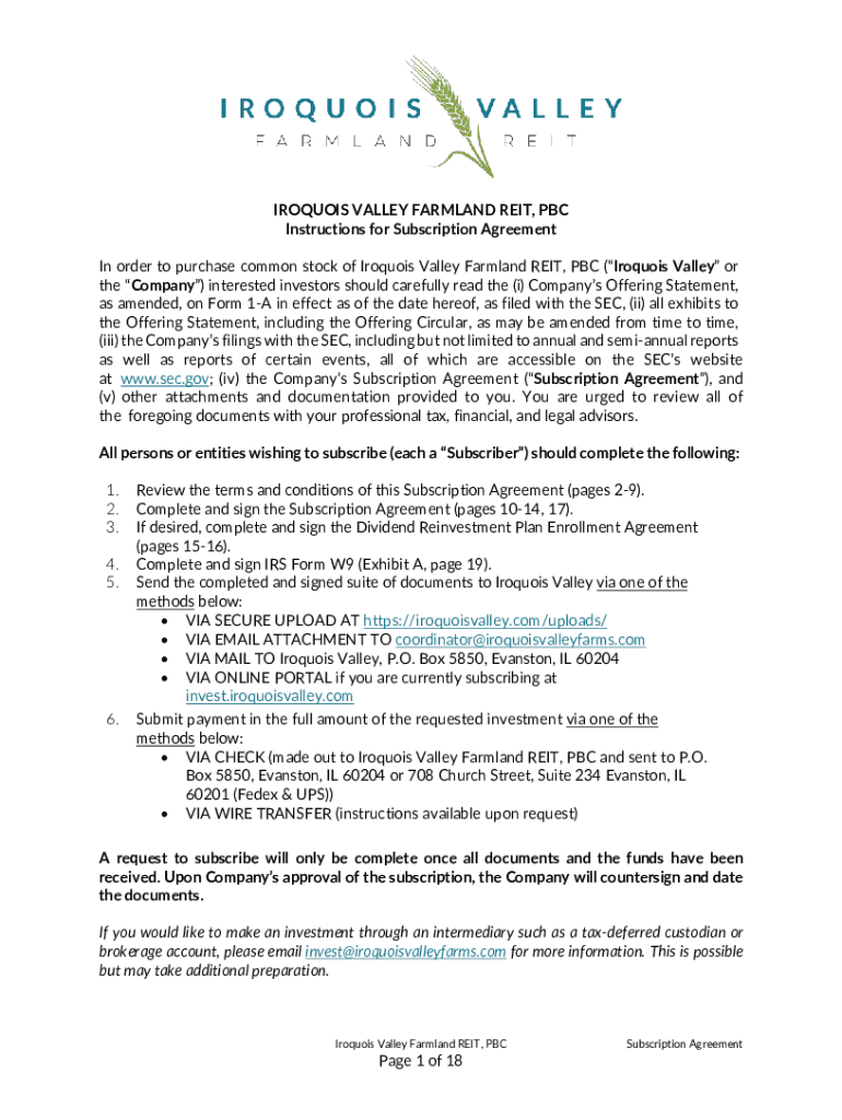 Fillable Online Iroquois Valley Farmland REIT, PBC (Form1K) Fax Email
