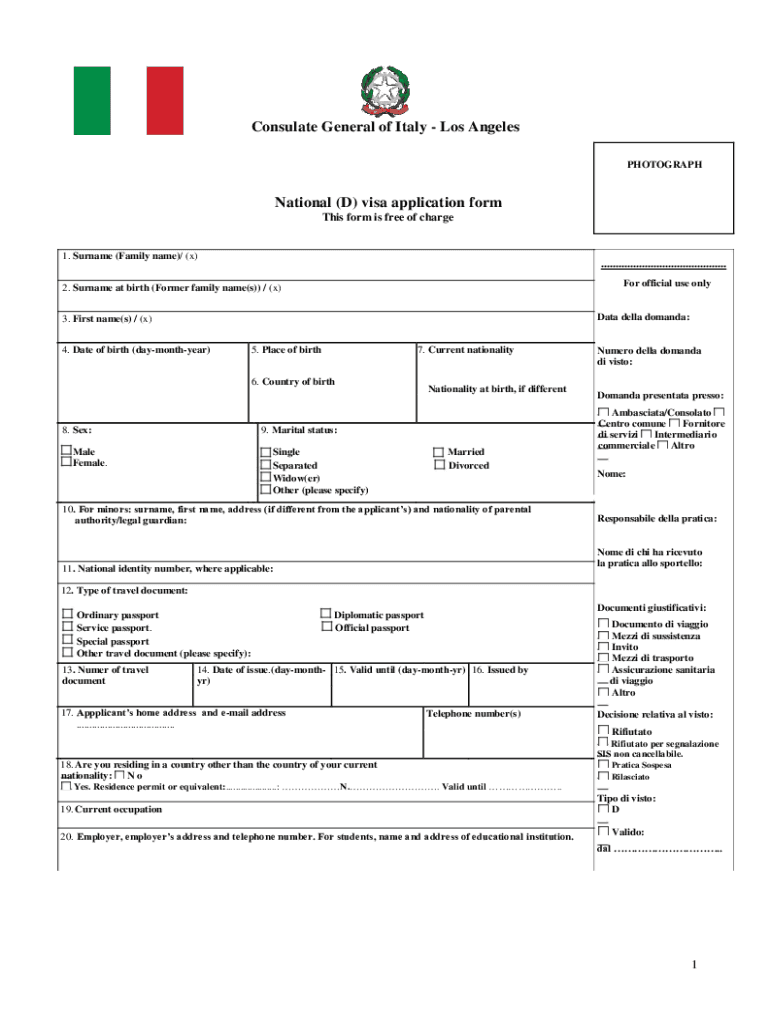 national d visa form Preview on Page 1