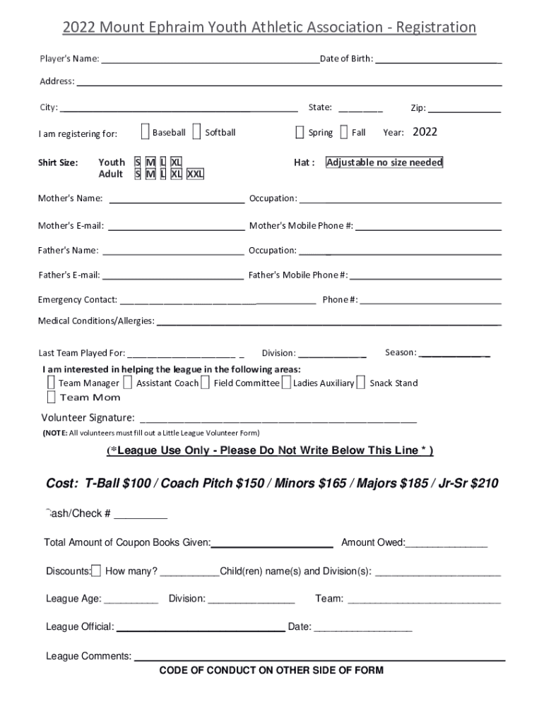 Fillable Online Little League Baseball and Softball School