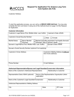 Fillable Online How ALTCS Helps Pay for Long Term Care in Arizona Fax ...