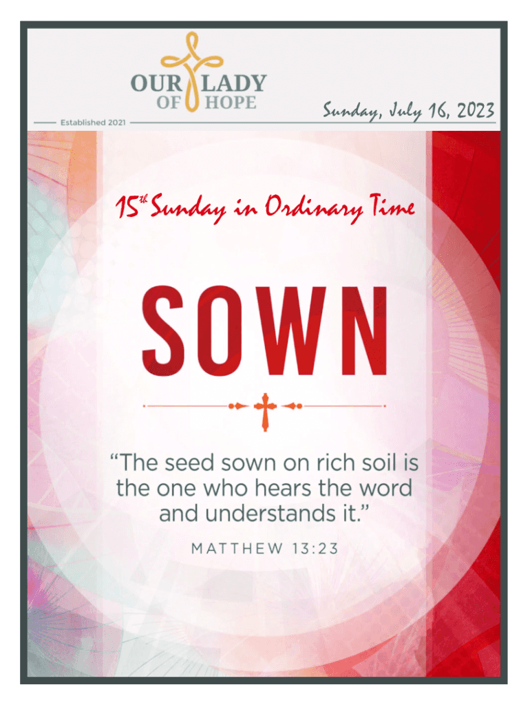 Fillable Online Fifteenth Sunday in Ordinary Time Daily Readings