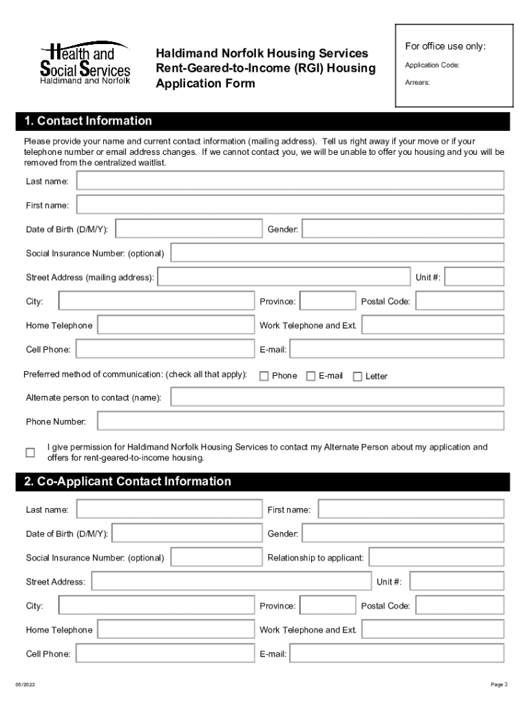 Fillable Online Housing Services (RGI) Housing