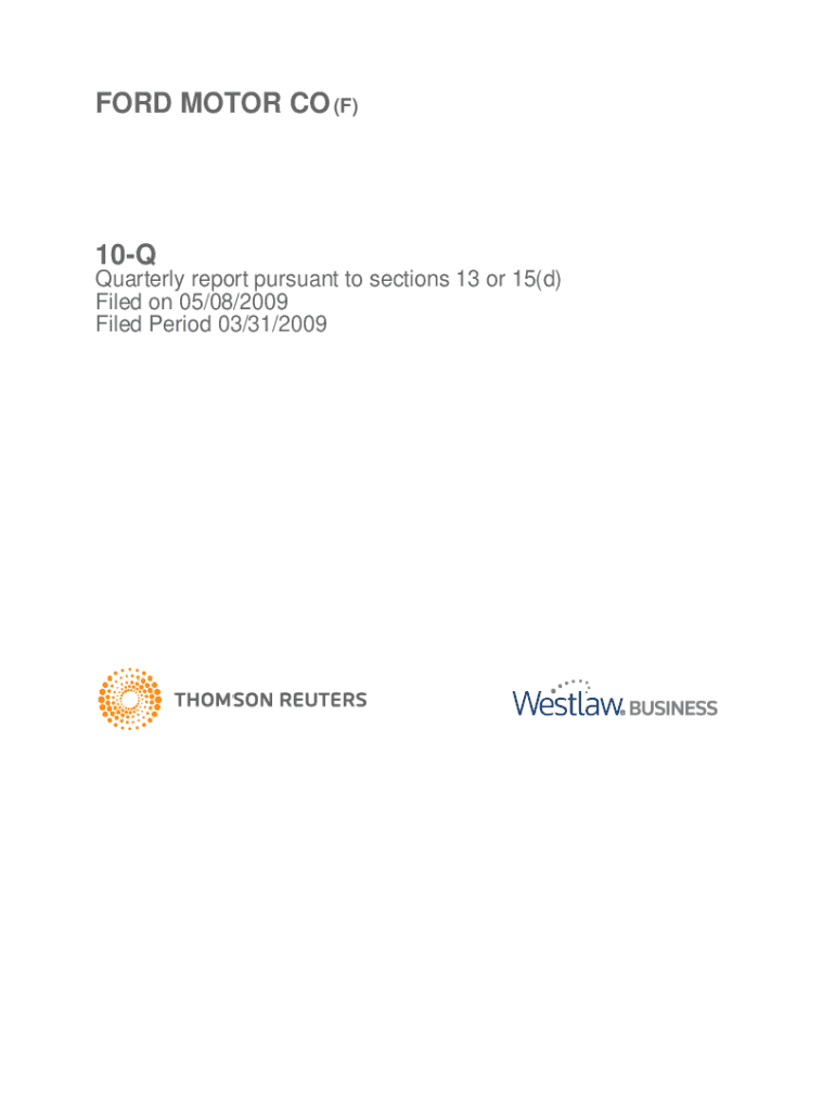 Fillable Online FORD MOTOR CO(F) 10Q Fax Email Print pdfFiller