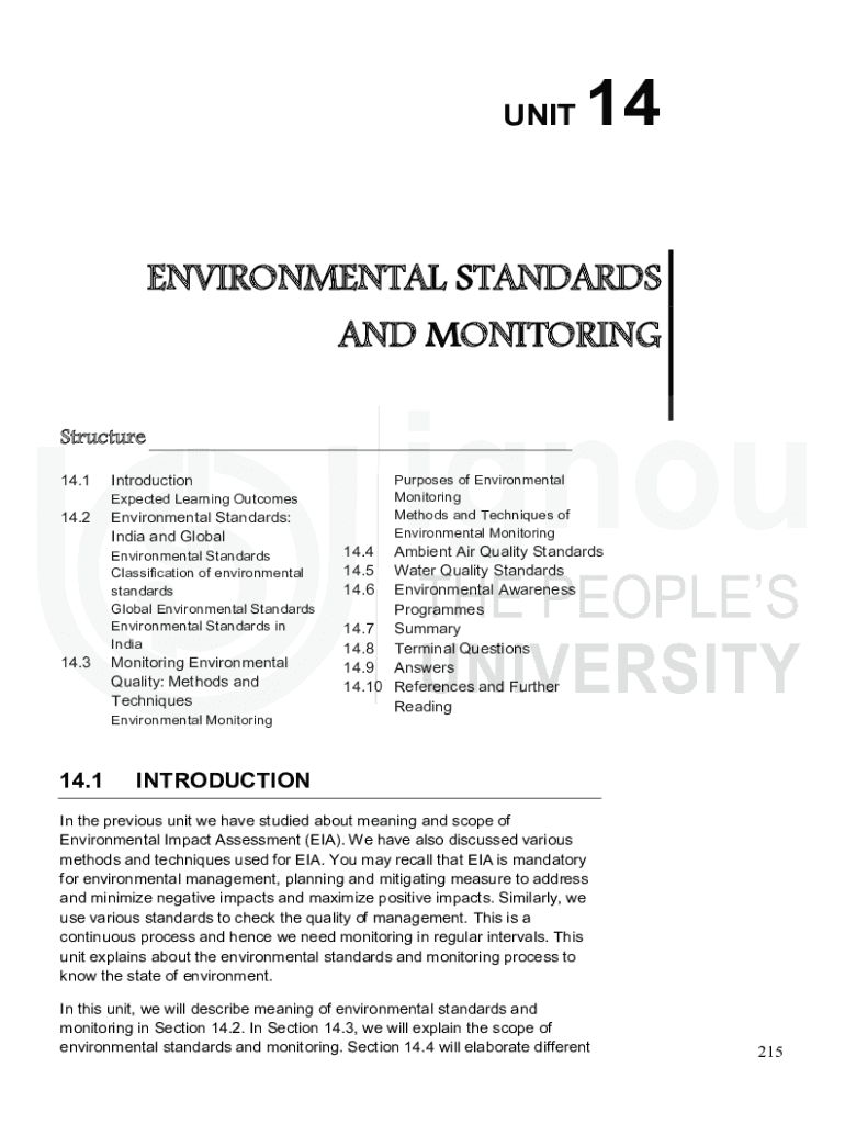 Fillable Online egyankosh ac What is Environmental Monitoring