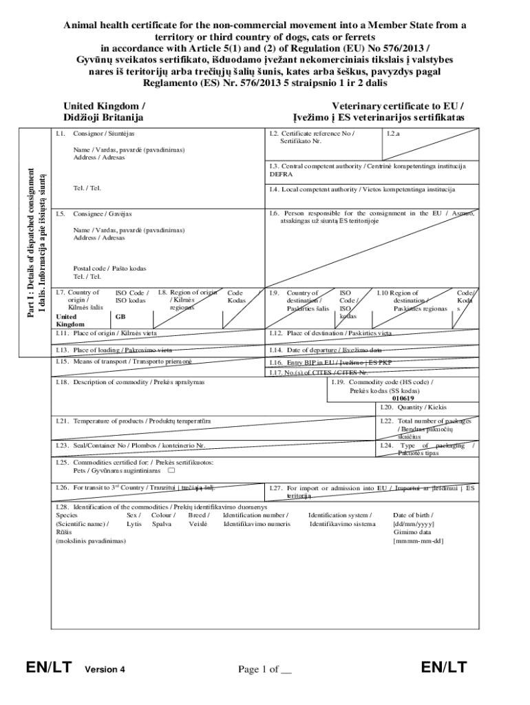 Fillable Online Animal Health Certificates OV Instructions Fax Email