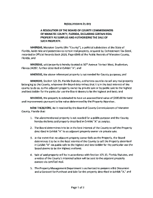 RESOLUTION R-21-072. DECLARING CERTAIN REAL PROPERTY AS SURPLUS