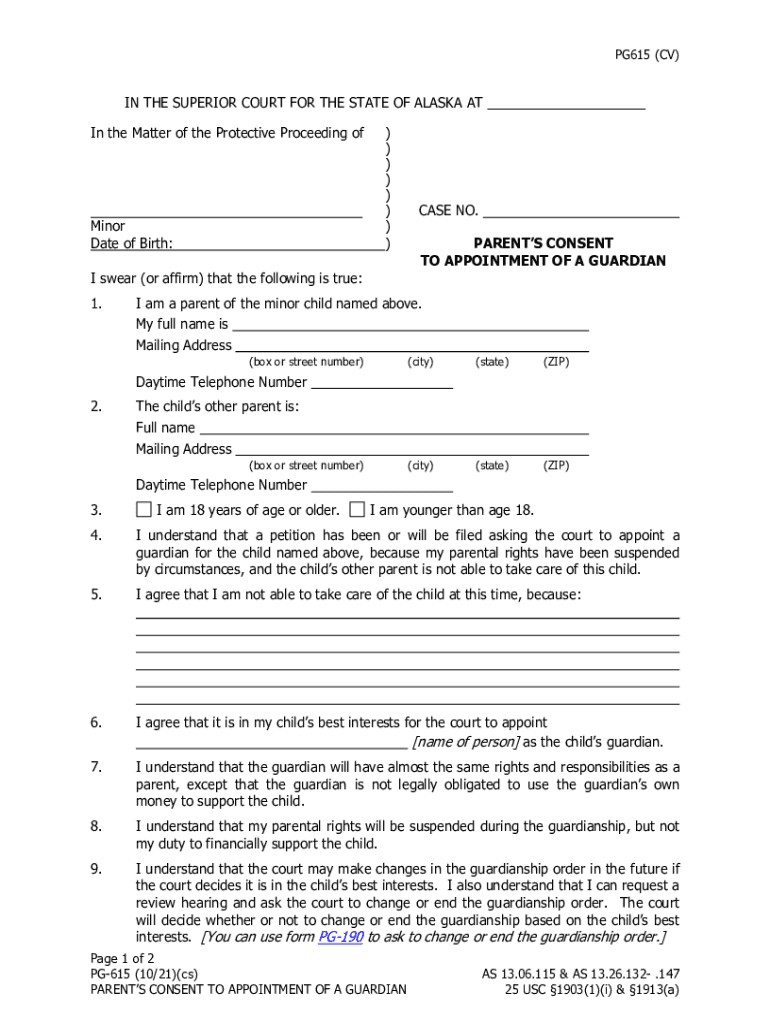 PG-615 Parent's Consent Preview on Page 1