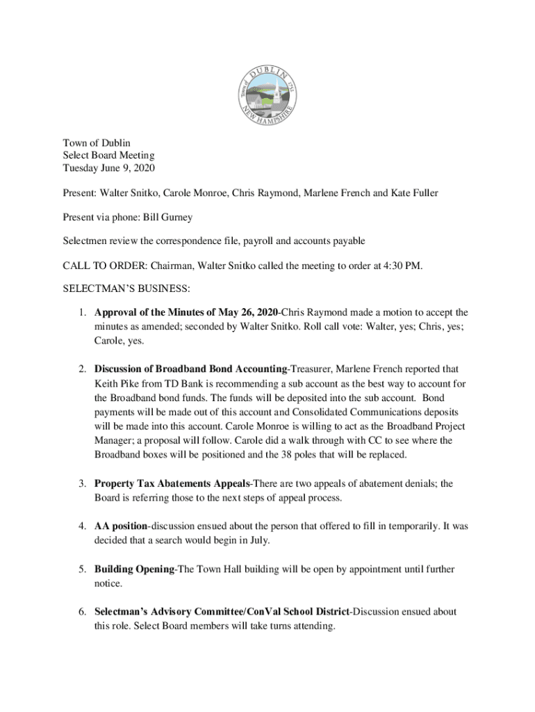 Fillable Online Annual report town of Dublin, NH for the year Fax