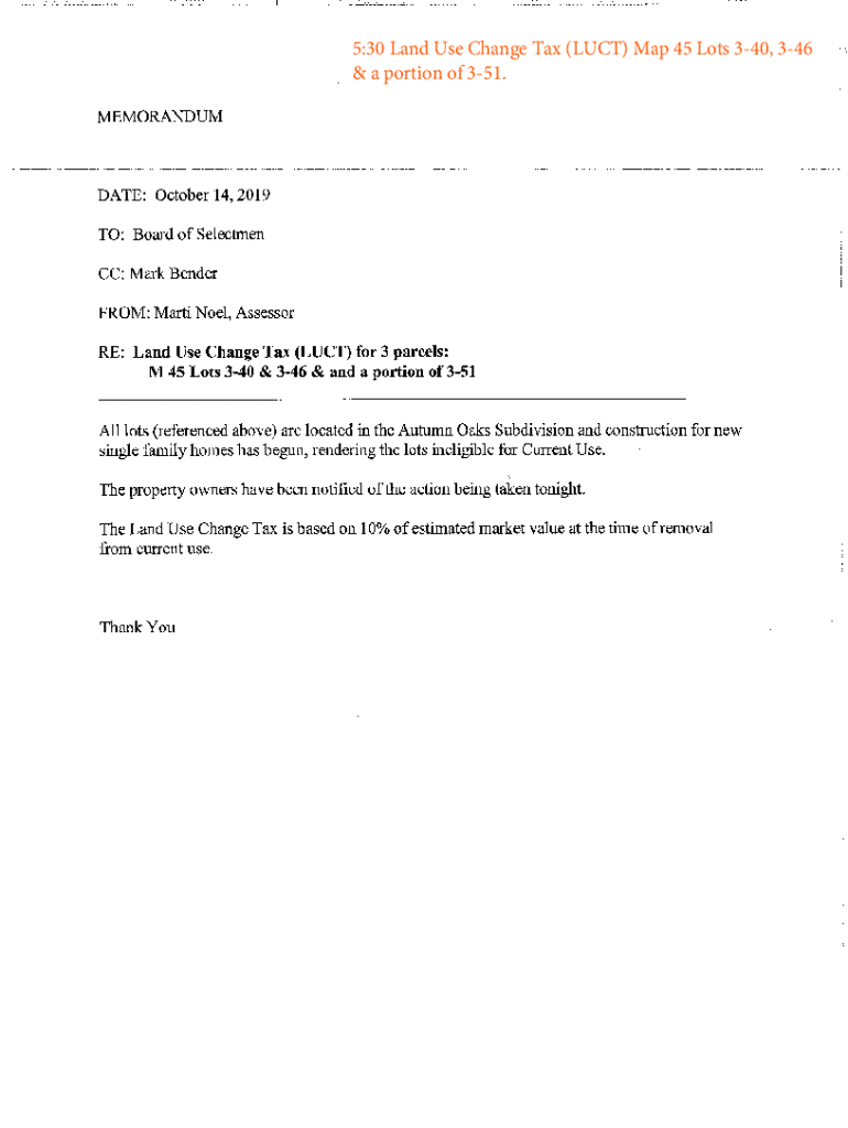 Fillable Online Letter Template LUCT (Land Use Change Tax) Fax Email