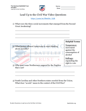 Lead Up to the Civil War Video Questions