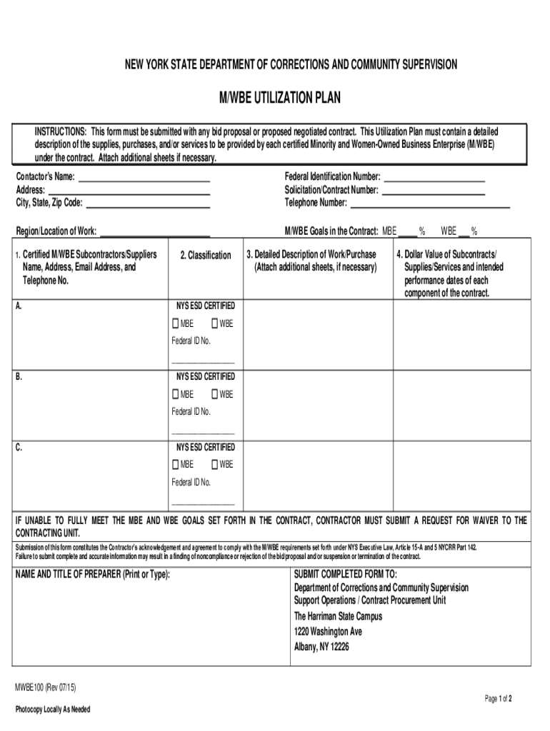 m wbe utilization plan Preview on Page 1