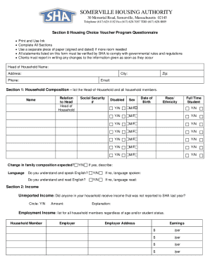 Fillable Online standard application for section 8 project based ...