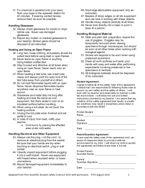 Fillable Online FCPS High School Science Student Safety Agreement Fax Email Print - pdfFiller