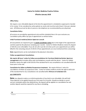 Center for Holistic Medicine Practice Policies Effective ...